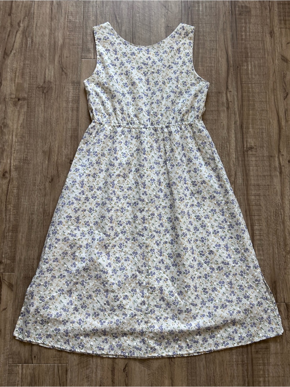 Pink Martini Forget Me Not Dress Blue White Purple Floral Print 100% cotton midi - Picture 5 of 8